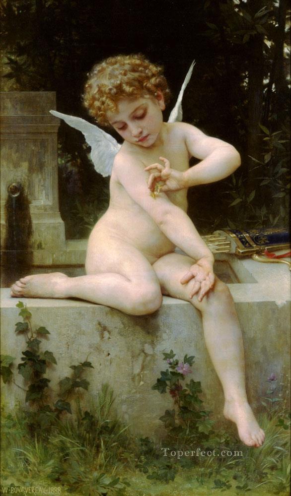 LAmour au papillon Realism angel William Adolphe Bouguereau Oil Paintings